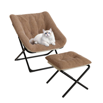 Fauteuil confortable Garvee surdimensionné en fausse fourrure, structure en métal, pliable, multicolore, pour salon et chambre à coucher