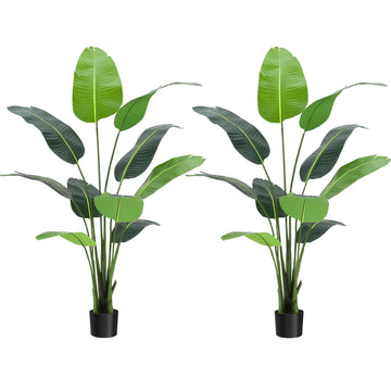 Garvee Oiseau de Paradis Artificiel 152 cm en Polyester, Pot Noir Stable, Plante Réaliste et Durable pour Maison et Bureau