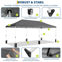 Garvee Tonnelle pliante 3x6 m avec 6 parois amovibles, Oxford 420D imperméable, hauteur réglable, pour fêtes et événements, résistante et stable, fenêtres transparentes