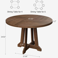 Garvee Table de salle à manger ronde pour 4 personnes, en bois, 119cm (119,4cm), piètement en croix robuste, pieds réglables, marron