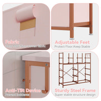 Garvee commode à 12 tiroirs, en tissu, structure en métal, plateau en bois avec poches latérales et crochets, pour la chambre, rose
