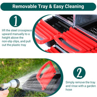 Garvee Pondoir pour Poules 10 Compartiments, Acier Galvanisé 0,7 mm avec Couvercle Émaillé et Bacs en Plastique Amovibles, Design Incliné, Nettoyage Facile, Rouge