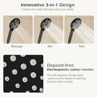 Colonne de douche GARVEE Rain Shower sans accessoires – Colonne de douche ronde en acier inoxydable noir 25 cm