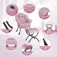 Fauteuil de lecture ergonomique Garvee Lazy Chair avec repose-pieds, pliable, revêtement en coton PP, housse lavable, design moderne, idéal pour les petits espaces.