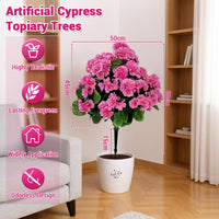 Bégonias artificiels lavande Garvee en boule de 58 cm (23 po), en polyéthylène résistant aux UV et aux intempéries, avec piquet pour le sol, pour jardin et terrasse (vert).