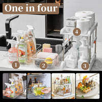 Étagères coulissantes Garvee, paniers extensibles à 2 niveaux, cuisine et salle de bain, dimensions ajustables, matériau ABS