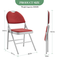 Ensemble de 6 chaises pliantes Garvee avec rembourrage, structure en métal, pliables, revêtement en cuir PU, ergonomiques, empilables, rouges, pour le bureau et le camping