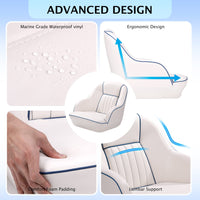 Siège de capitaine ergonomique et confortable pour bateau ponton Garvee, en mousse à compression et vinyle, fixation standard, idéal pour la pêche et les loisirs. Dimensions : 49,5 cm (H) x 55,9 cm (L) x 54,6 cm (P).