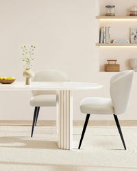 Garvee Ensemble de 2 chaises de salle à manger , ergonomiques, en cuir, pieds en acier, pour la cuisine et la salle à manger, hauteur d'assise de 59 cm (23,2 po), couleur neutre