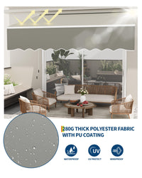 Store banne rétractable Garvee 3 m x 2,4 m avec cadre en aluminium pour terrasse et balcon, gris, imperméable, protection UV