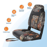 Garvee Lot de 2 sièges de bateau à dossier haut, design pliable, mousse épaisse et revêtement PVC résistant, pour bateaux de pêche et de plaisance