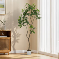 Arbre artificiel Schefflera Garvee de 1,6 m avec pot pour salon et bureau, entretien facile, résistant aux UV, feuilles et tronc réalistes