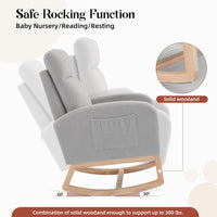 Garvee fauteuil à bascule en tissu Teddy avec dossier haut de 66 cm, ergonomique et stable, pour chambre d'enfant et salon