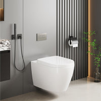 GARVEE WC Sospeso Senza Bordi WC suspendu en céramique forme D 55,5 cm blanc couvercle automatique
