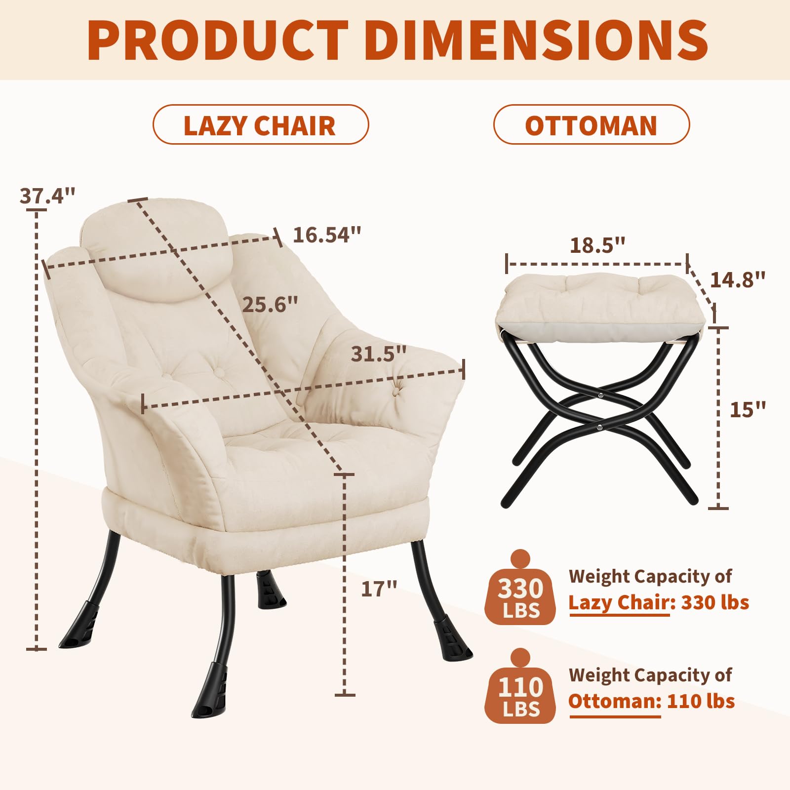 Fauteuil de lecture ergonomique Garvee, confortable et pliable, avec repose-pieds, en velours, idéal pour le salon et la chambre. Gain de place.