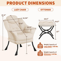 Fauteuil de lecture ergonomique Garvee, confortable et pliable, avec repose-pieds, en velours, idéal pour le salon et la chambre. Gain de place.