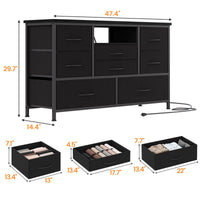 Garvee Meuble TV à 8 tiroirs avec éclairage LED et prise électrique pour salon et chambre, en MDF, grand format, léger, avec système de gestion des câbles
