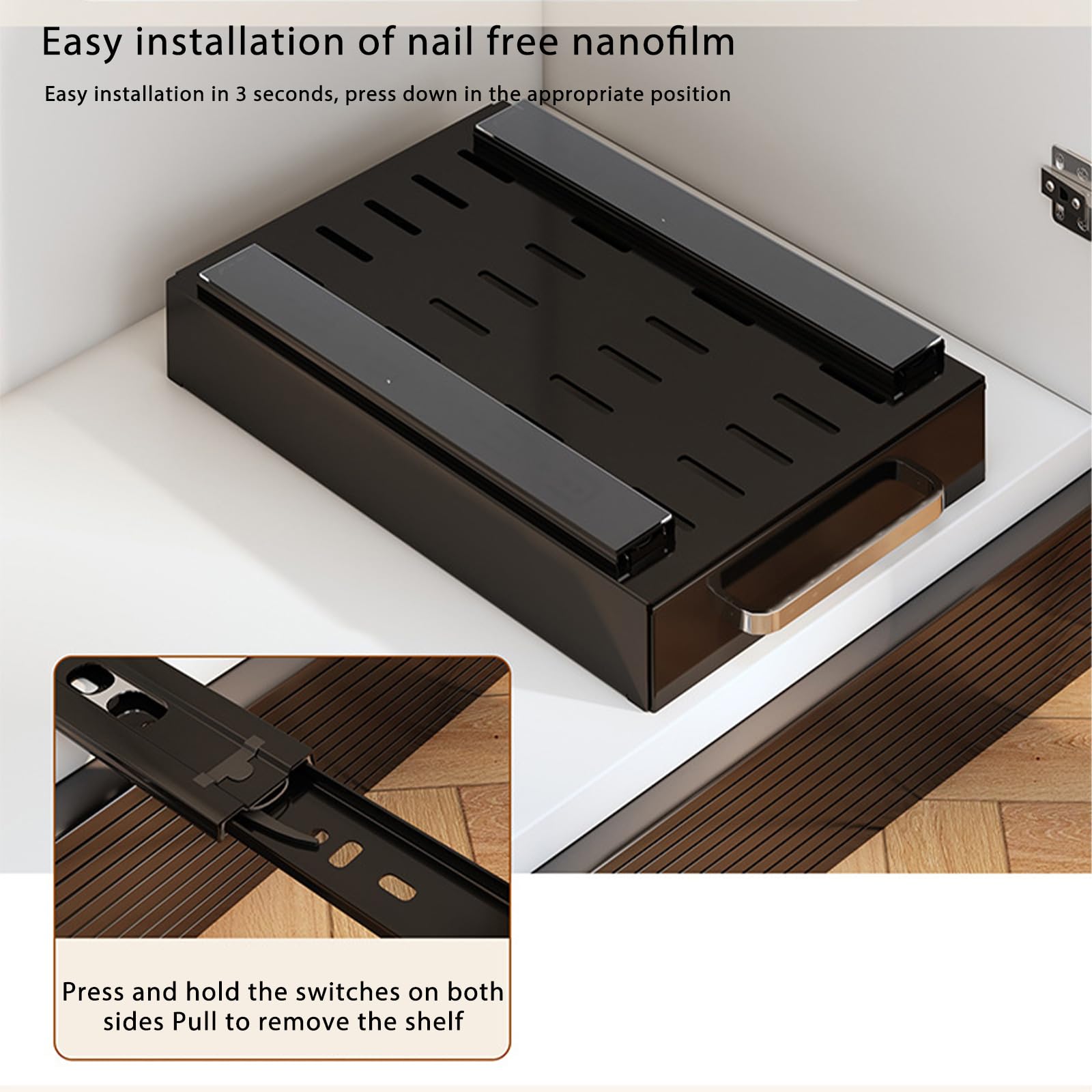 Ensemble de 2 organisateurs de porte coulissante Garvee pour cuisine et salle de bain, plastique robuste, gain de place, noir
