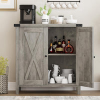 Garvee petit meuble de rangement, style campagne, avec 2 portes et étagères réglables, 76 × 40 × 80 cm, gris rustique, idéal pour le salon et la salle à manger