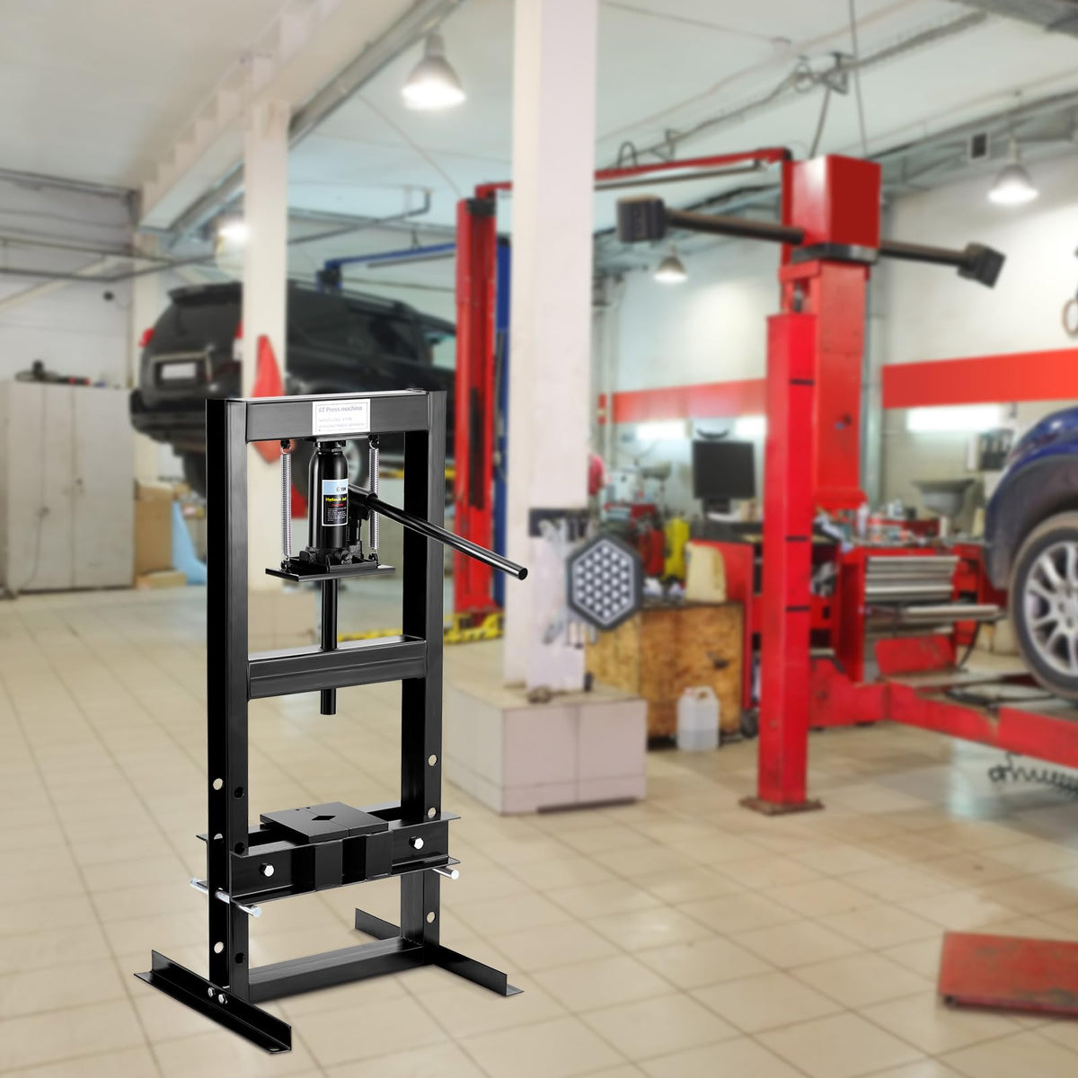 Presse hydraulique Garvee 6T, cadre en H, soupape de sécurité réglable en acier, atelier de métallurgie automobile