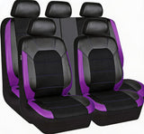 Garvee Lot de Housses De Siège Auto 9 Pièces En PU Cuir Imperméable Respirant Pour Voitures 5 Places SUV Noir - Noir & Violet