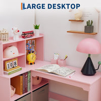 Ensemble bureau d'angle pour enfant Garvee avec tableau d'affichage et rangement, en forme de L, pour chambre d'enfant, rose, 101,6 x 106,7 x 78,7 cm