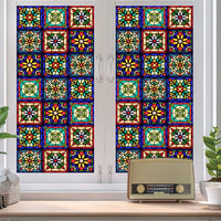 Film adhésif rétro coloré Garvee à motif floral, électrostatique, 45 x 100 cm, translucide, pour salon et bureau.