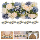 Garvee guirlande de fleurs artificielles en soie, lot de 6, cadre flexible, mariage, décoration intérieure et extérieure - Champagne et bleu