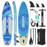 Garvee Planche À Pagaie Gonflable 11' Large 450lb Capacité Avec Accessoires Complets Pour Loisirs Nautiques Bleu Et Blanc - 