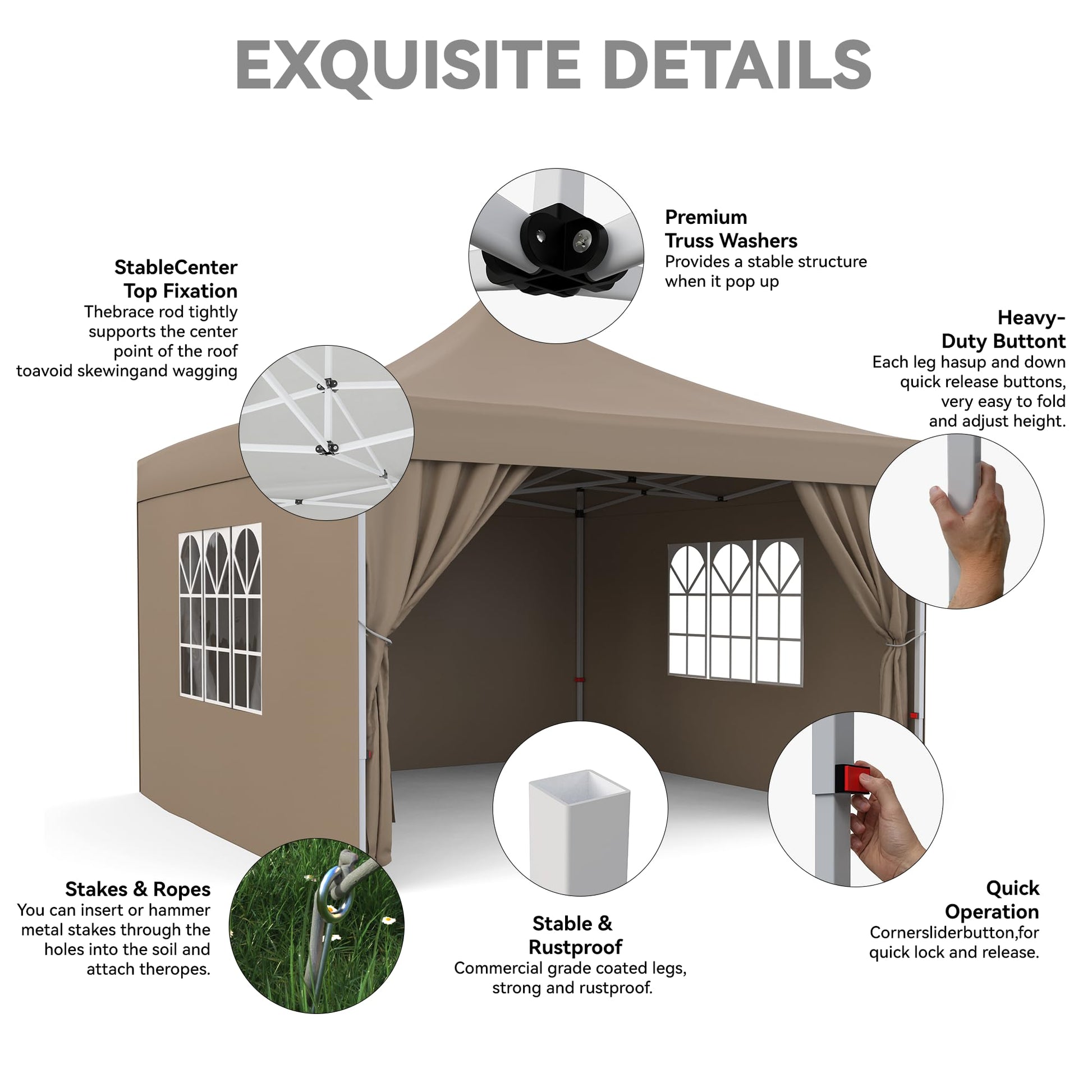 Pavillon pliant Garvee 3 x 3 m avec 4 panneaux latéraux, imperméable, protection UV, portable pour jardin et événements, bleu