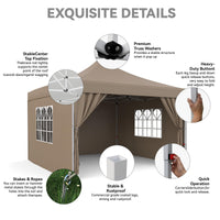 Pavillon pliant Garvee 3 x 3 m avec 4 panneaux latéraux, imperméable, protection UV, portable pour jardin et événements, bleu