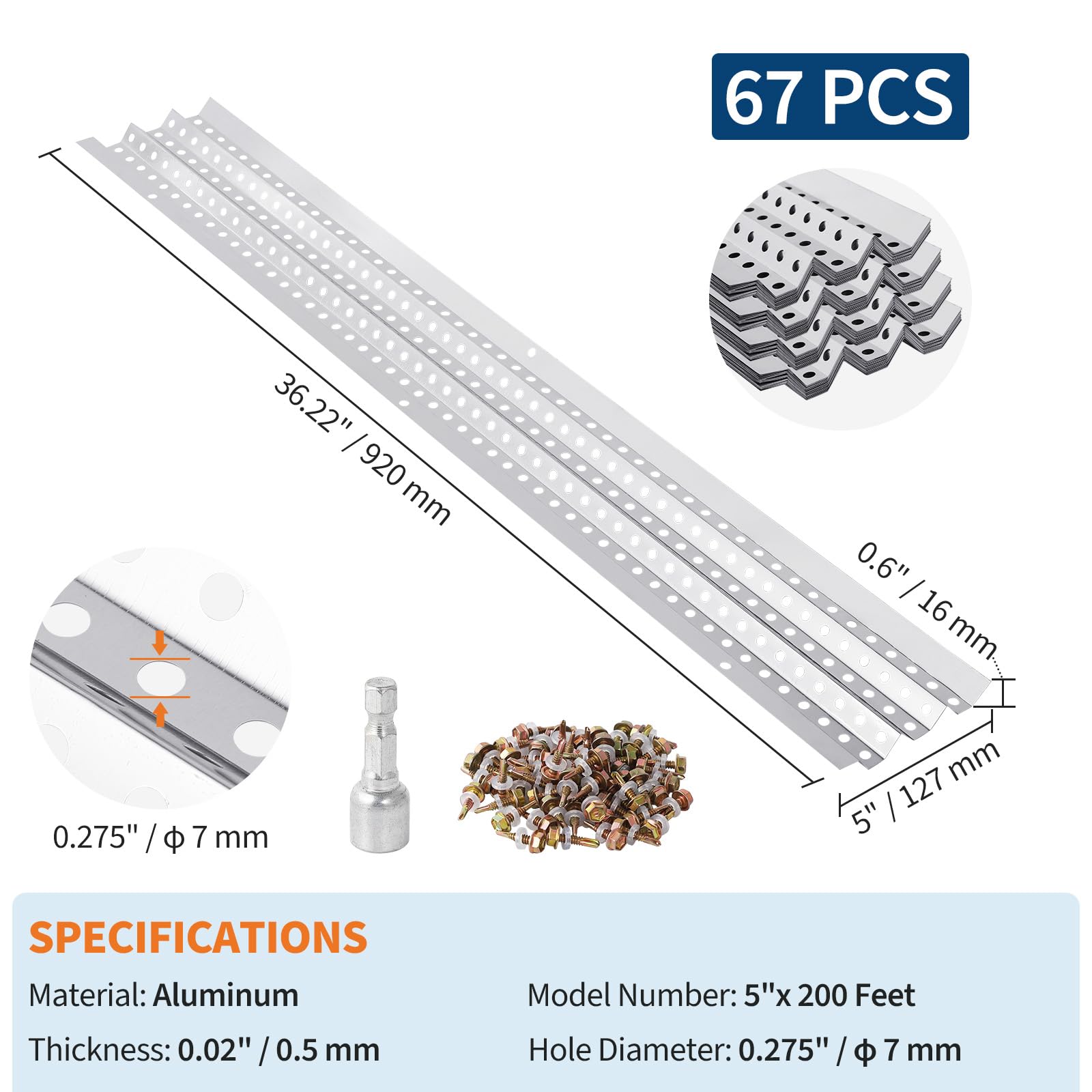 Protection de gouttière Garvee de 12,7 cm (5 pouces) en treillis métallique d'aluminium résistant à la corrosion pour toitures de maisons jusqu'à 61 m (200 pieds).
