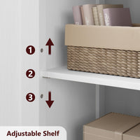 Armoire de salle de bain haute Garvee avec portes vitrées, étagères réglables, MDF, blanche, autoportante, style moderne pour salle de bain et cuisine, 60 cm (L) x 30 cm (P) x 128 cm (H)