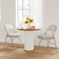 Ensemble de 4 chaises pliantes Garvee avec coussins, revêtement en similicuir beige, pour une utilisation intérieure et extérieure, légères et pliables, supportent jusqu'à 159 kg (350 lb).