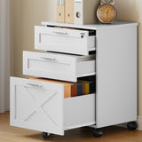 Garvee Classeur mobile à 3 tiroirs avec serrure, en bois résistant aux rayures, verrouillable, pour bureau à domicile, compact - Blanc