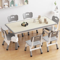 Garvee Ensemble Table et 6 Chaises pour Enfants à Hauteur Réglable, Plateau Motif Graffiti et Pieds Antidérapants pour Maison, École et Crèche