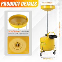 Conteneur de collecte d'huile usée portable Garvee de 8 gallons avec entonnoir réglable pour atelier, en acier, avec roues, noir