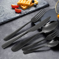 Ménagère Garvee 60 pièces, acier inoxydable noir, pour 12 personnes, finition miroir, compatible lave-vaisselle, design moderne, salle à manger