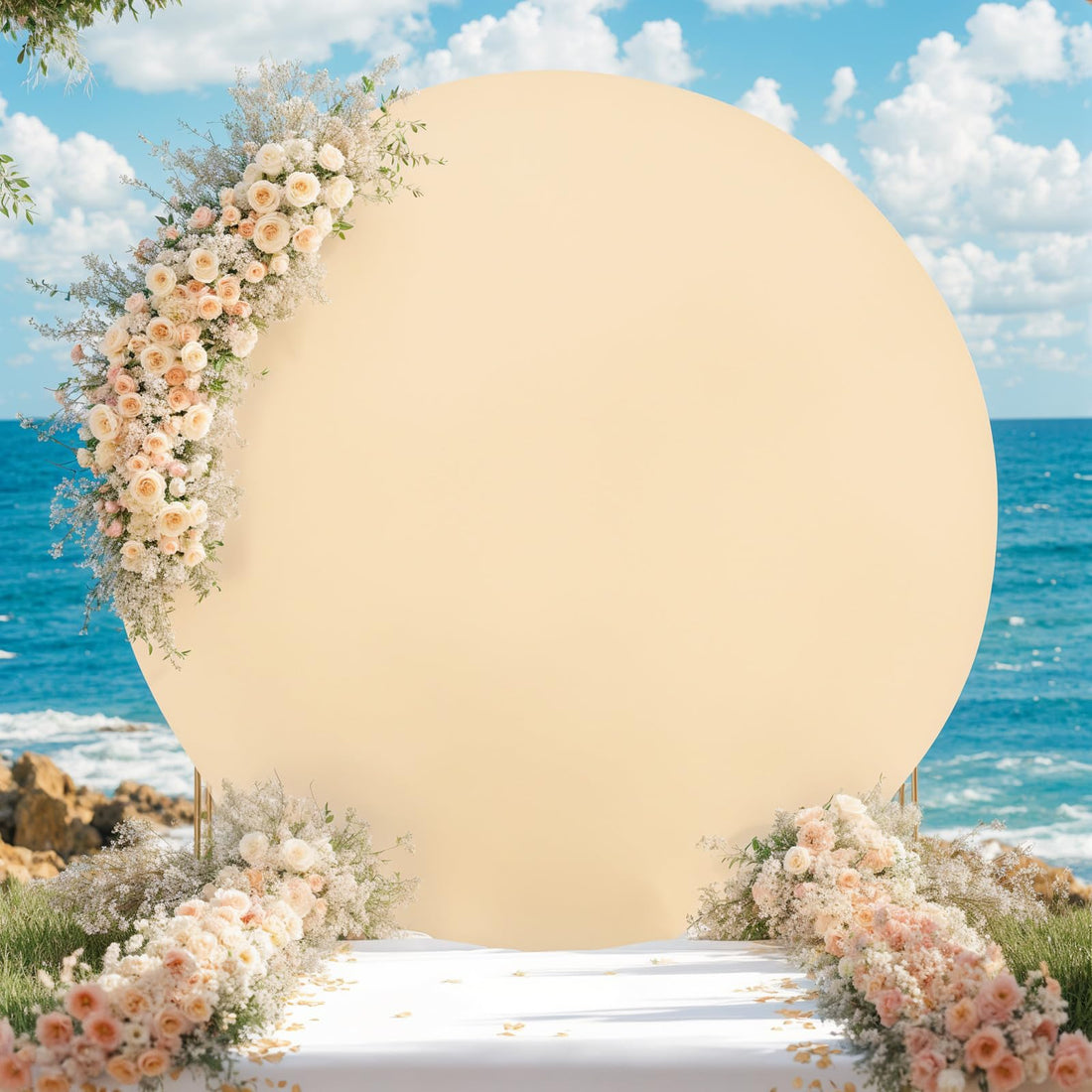 Arche ronde Garvee, toile de fond en polyester avec fermeture éclair et élastique, légère, 1,98 m, décoration pour mariages et fêtes, blanche