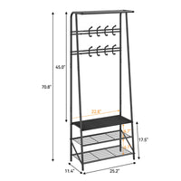 Garvee Porte-manteau et banc à chaussures 4 en 1, structure en métal et aspect bois – Rangement pour couloir, entrée et salon