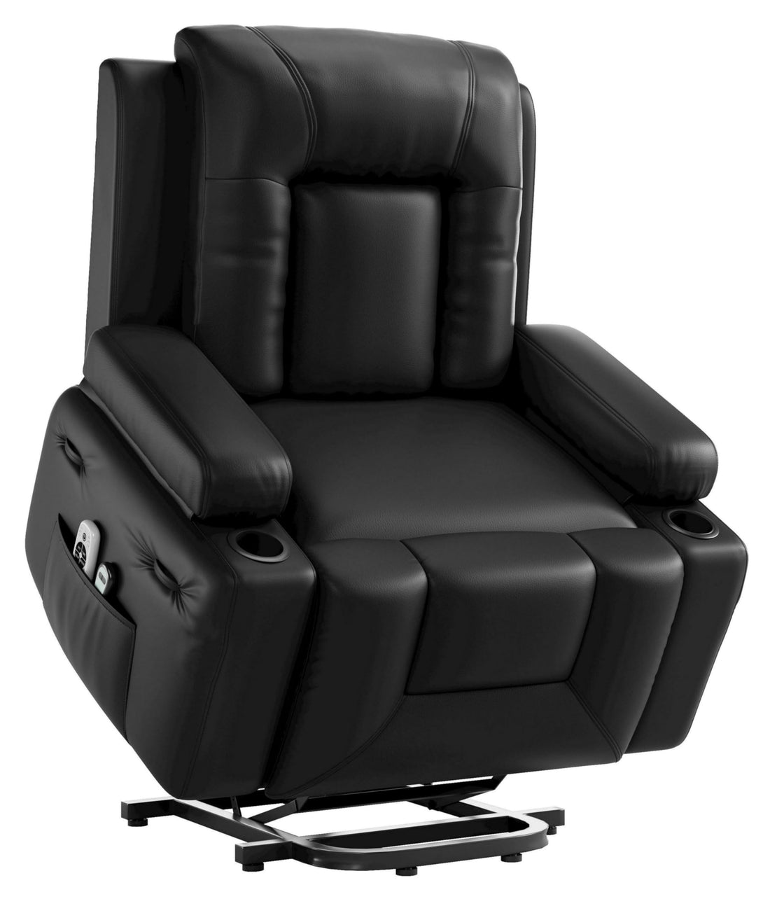 Fauteuil releveur électrique Garvee avec fonction chauffante et massante, revêtement en similicuir, pour seniors, salon, 98 x 95 x 103 cm, noir