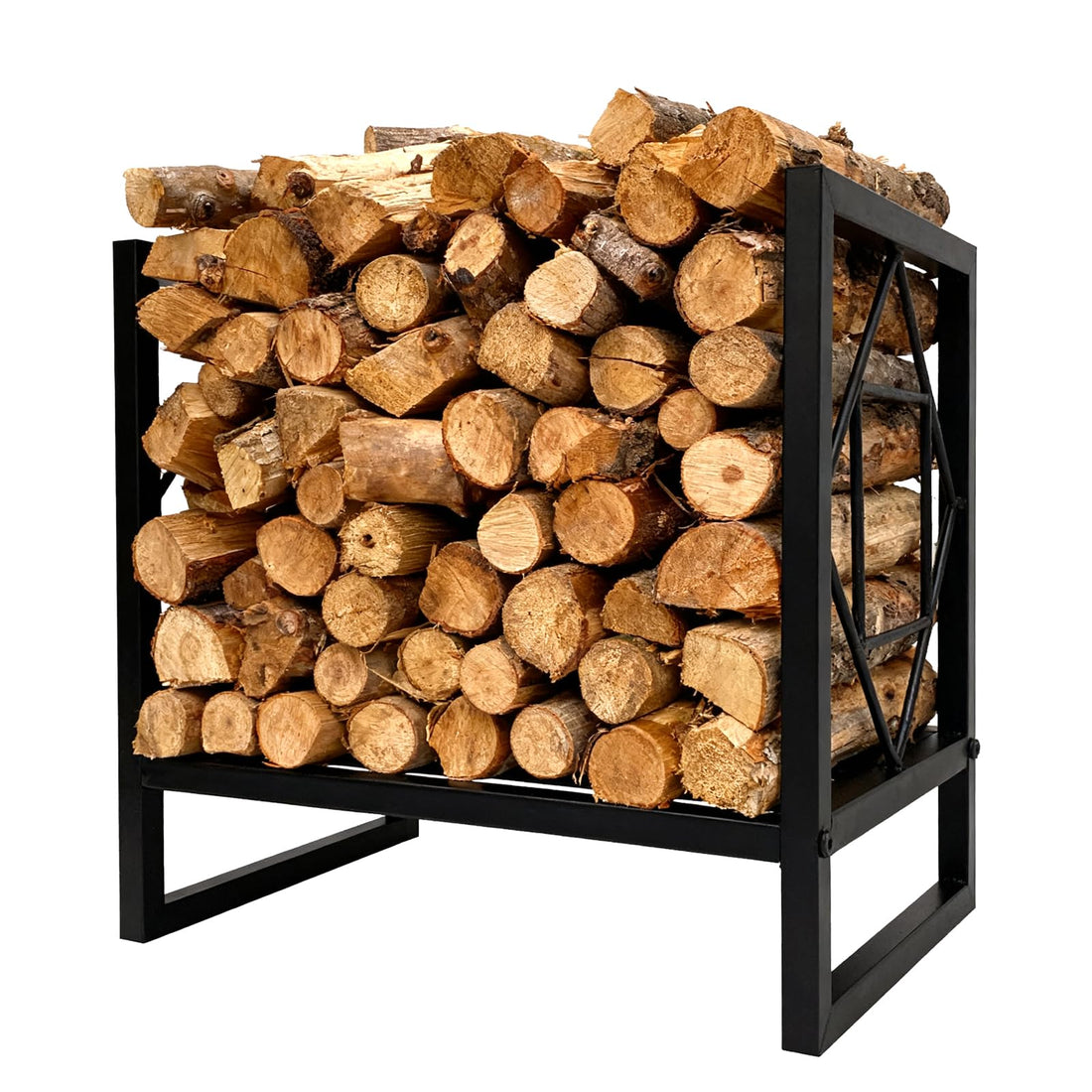 Garvee Petit Porte-bûches en métal noir, compact, pour cheminée et terrasse, intérieur et extérieur