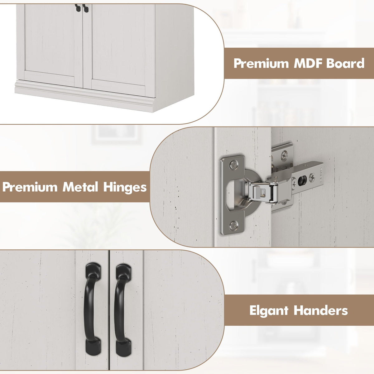 Armoire de rangement Garvee Pantry 70" avec portes et étagères réglables pour la cuisine et le salon, en MDF P2, robuste, anti-basculement, teinte bois neutre