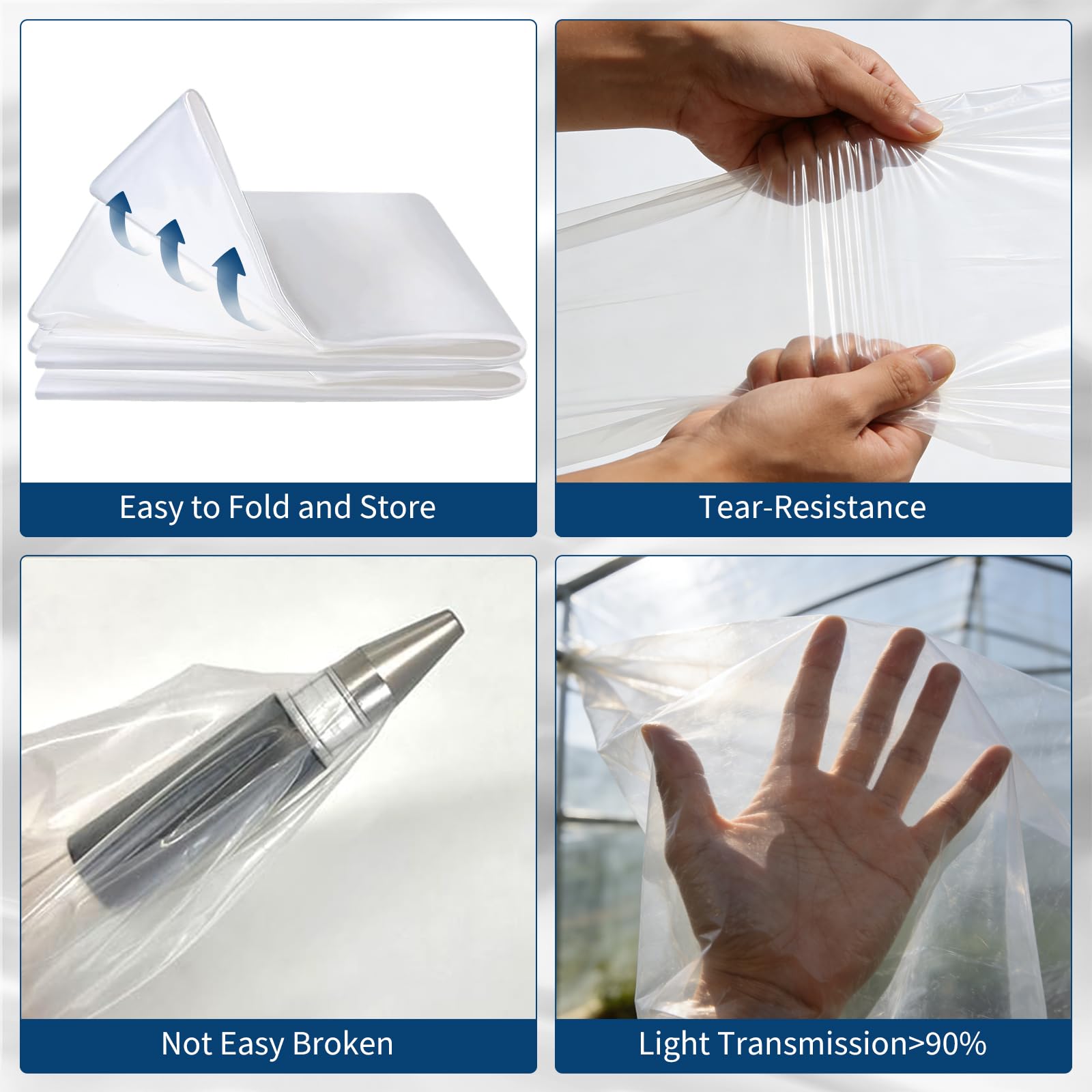 Film de serre Garvee 26 x 150 pi LDPE 6 mil résistant aux UV transparent flexible pour l'agriculture horticole