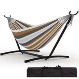 Garvee Hamac Double Avec Support En Acier Robuste Pour Patio Et Extérieur, Capacité 450 Lbs, Portable, Résistant Aux Intempéries - Coffee-Striped