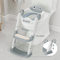 Siège d'apprentissage de la propreté Garvee avec marchepied et poignées pour garçons et filles, gris, pour la salle de bain, hauteur réglable, antidérapant, en polypropylène durable