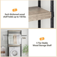 Étagère à linge Garvee 76 cm avec étendoir, réglable, 4 niveaux, bois et acier, pour lave-linge, salle de bain et buanderie, gain de place, 71 cm, couleur naturelle