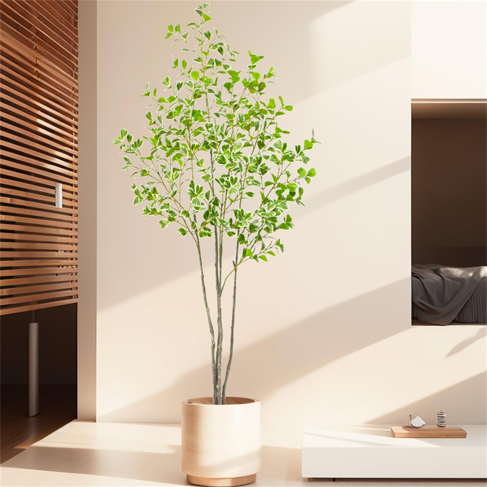 Ficus artificiel Garvee de 1,8 m avec feuilles réalistes, idéal pour le bureau et le salon. Durable, facile d'entretien et vert.