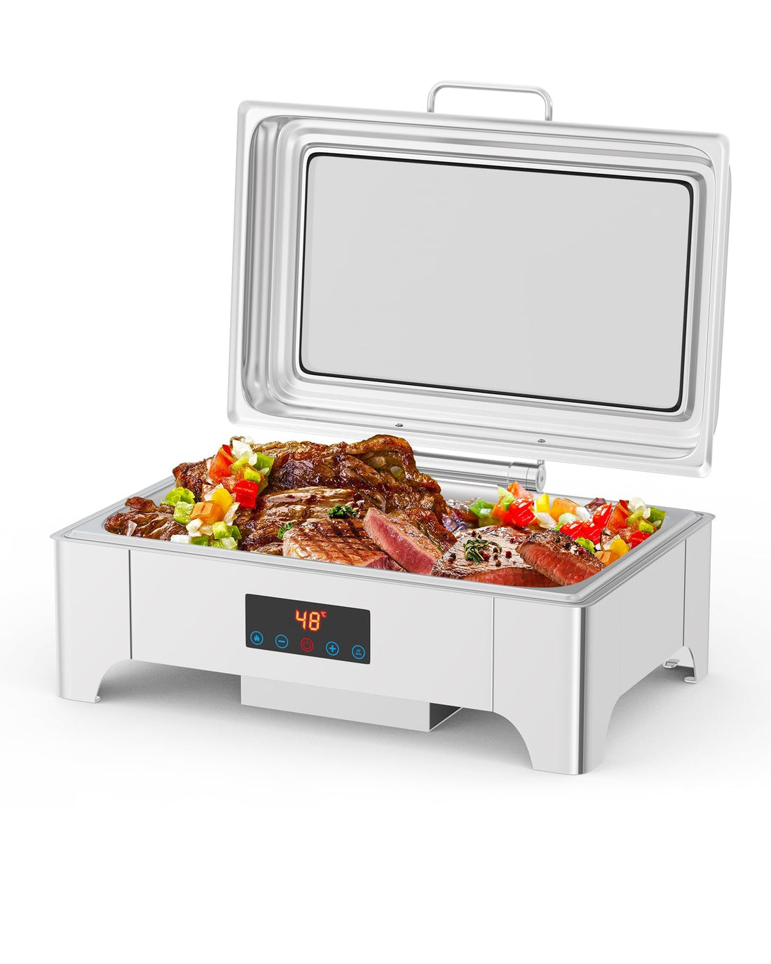 Garvee Ensemble de chauffe-plats professionnel 9L en acier inoxydable, récipient chauffant idéal pour les buffets, les traiteurs, les fêtes et les jours fériés B