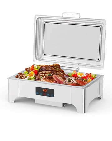 Garvee Ensemble de chauffe-plats professionnel 9L en acier inoxydable, récipient chauffant idéal pour les buffets, les traiteurs, les fêtes et les jours fériés B